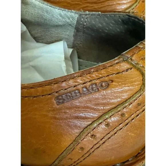 Sebago Men's Brattle Wing Tip Oxford Leather Shoe British Tan Vibram Sole SZ 7D